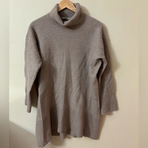 Everlane wool + yak blend turtleneck sweater dress/tunic - taupe - sz L